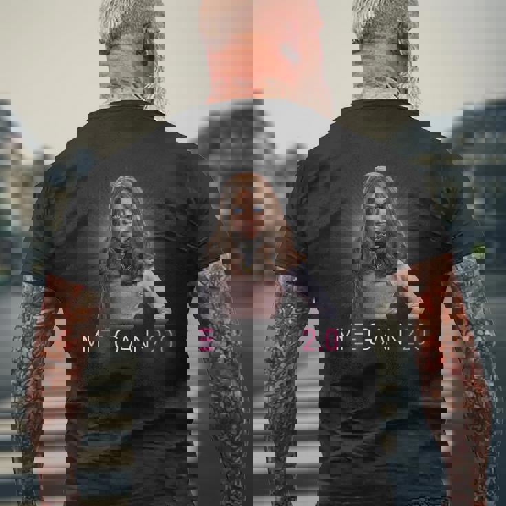 ミーガン 20 Face Of Fear メンズTシャツ バックプリント 高齢者への贈り物