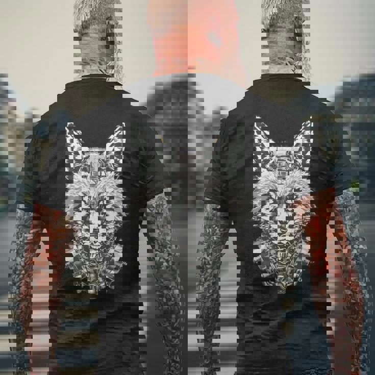 メカニカルきつね 近未来デザイン 長袖tシャツ メンズTシャツ バックプリント 高齢者への贈り物