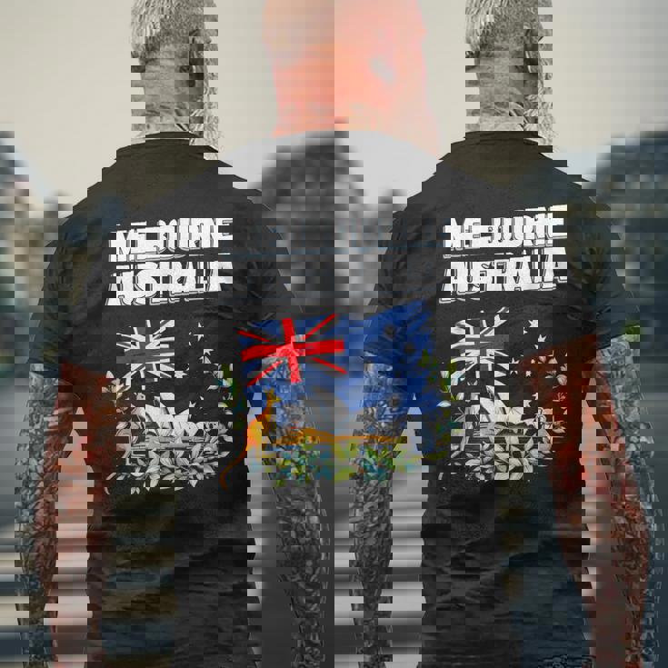 メルボルン オーストラリア お土産 オーストラリア国旗 カンガルーコアラ メンズTシャツ バックプリント 高齢者への贈り物