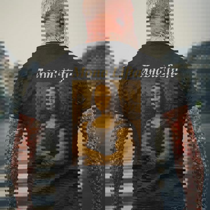 モナ・リフタ マッスル モナリザ ボディービル フィットネス ジム愛好家 メンズTシャツ バックプリント 高齢者への贈り物