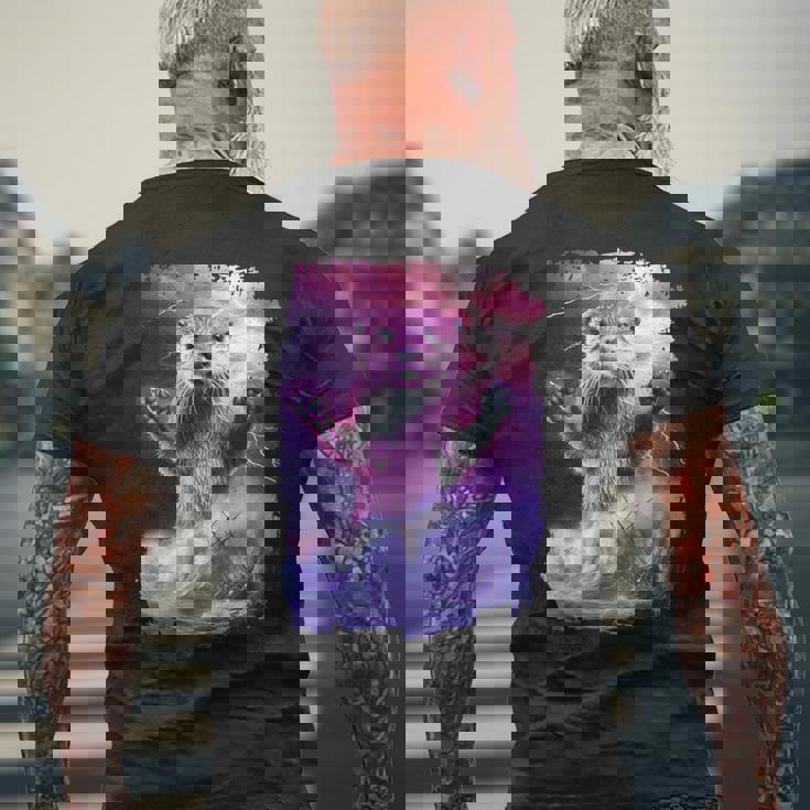 モンスター・クラーケン カワウソ神話 深海の生き物 メンズTシャツ バックプリント 高齢者への贈り物