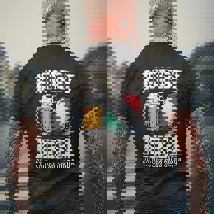 ラグビーとビール だからこそ私はここにいます イタリアのラグビーファン メンズTシャツ バックプリント 高齢者への贈り物