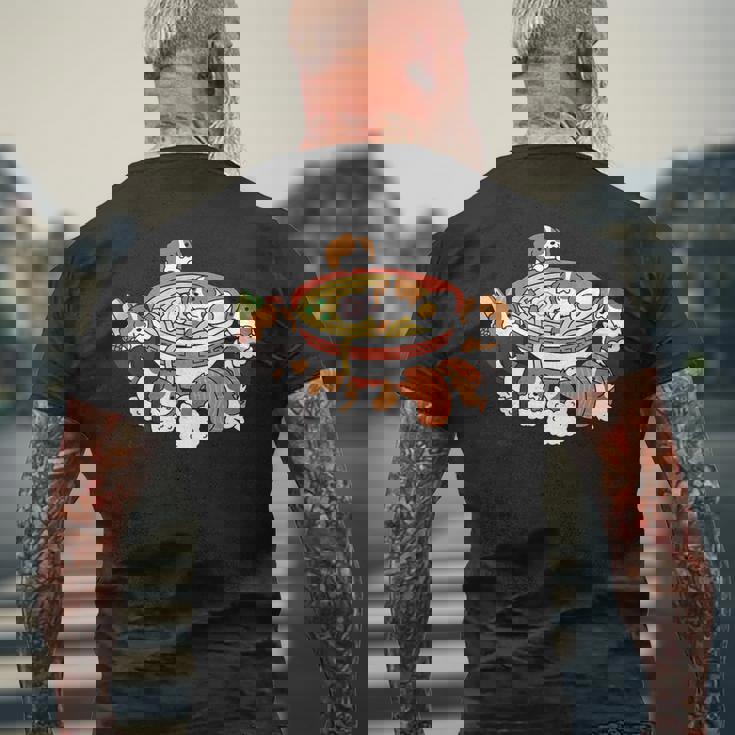 ラーメン寿司キャバリア・キング・チャールズ・スパニエル犬 メンズTシャツ バックプリント 高齢者への贈り物