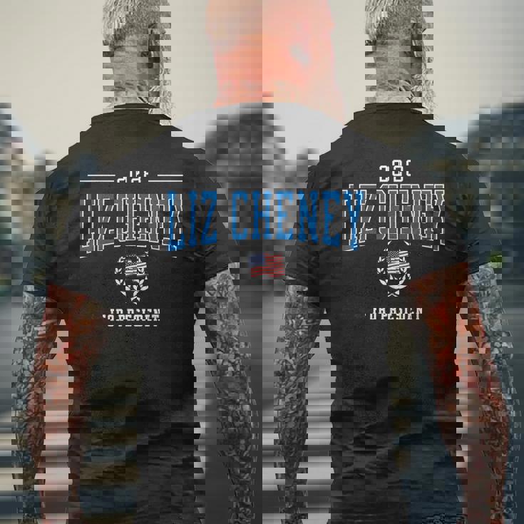 リズ・チェイニー 2028 共和党大統領愛国アメリカ国旗 メンズTシャツ バックプリント 高齢者への贈り物