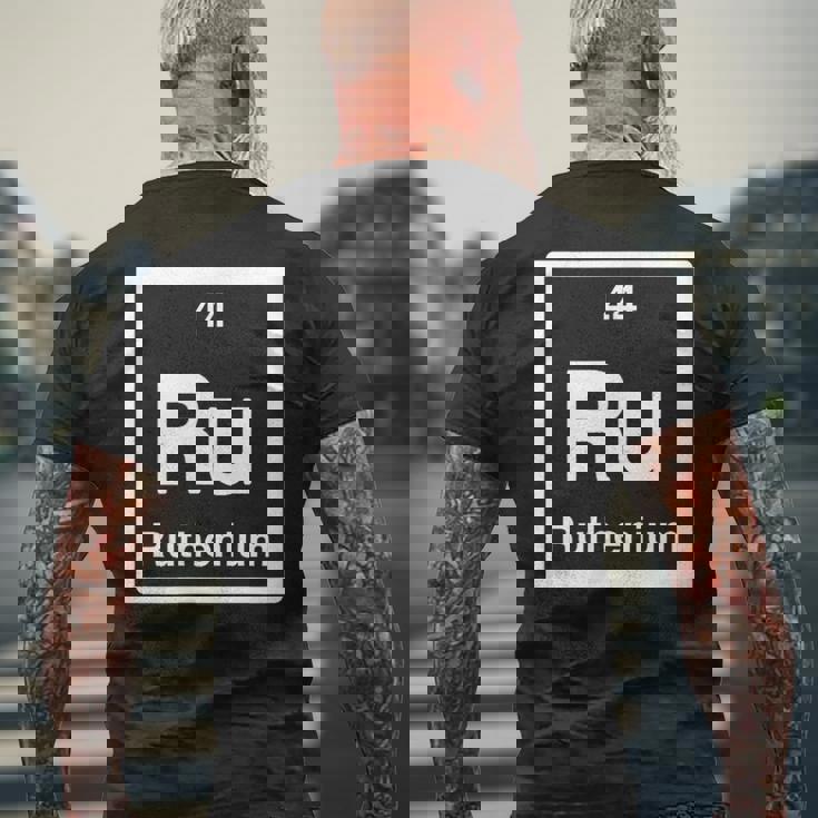 ルテニウム Ru 元素周期表 サイエンスギフト メンズTシャツ バックプリント 高齢者への贈り物