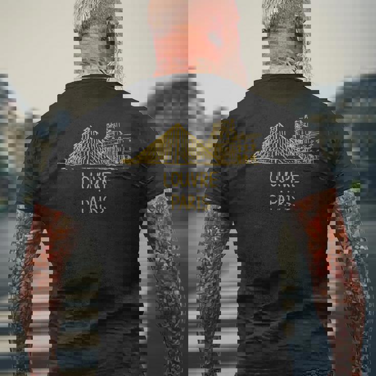 ルーヴル パリ フランス 旅行 お土産 歴史的建造物 ギフト メンズTシャツ バックプリント 高齢者への贈り物