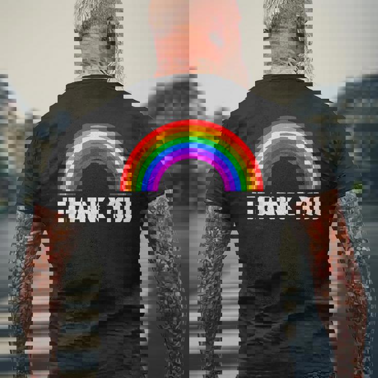 レインボー Thank You メンズTシャツ バックプリント 高齢者への贈り物