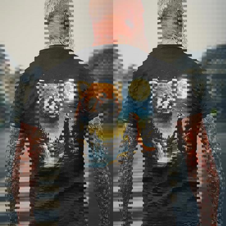 レッサーパンダ ハウリング トゥ ザ ムーン ミーム おもしろ 90年代 レッサーパンダ メンズTシャツ バックプリント 高齢者への贈り物