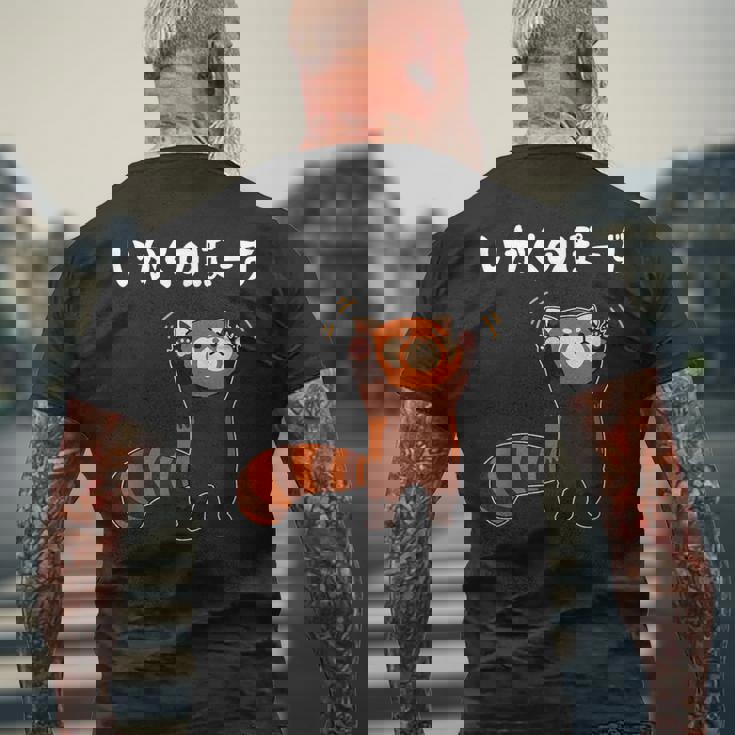 レッサーパンダ威嚇ポーズ かわいい癒しイラスト メンズTシャツ バックプリント 高齢者への贈り物