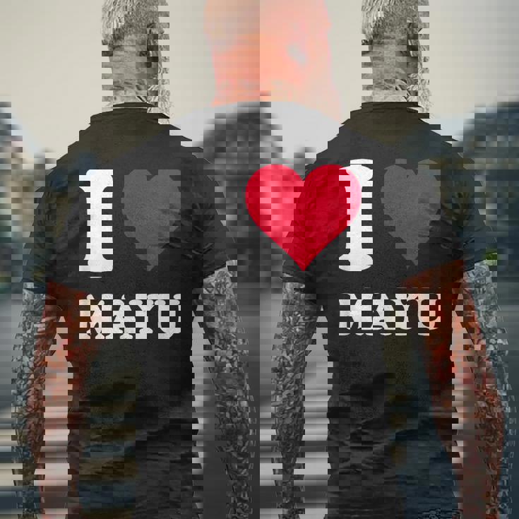 レッドハート I Love Mayu メンズTシャツ バックプリント 高齢者への贈り物