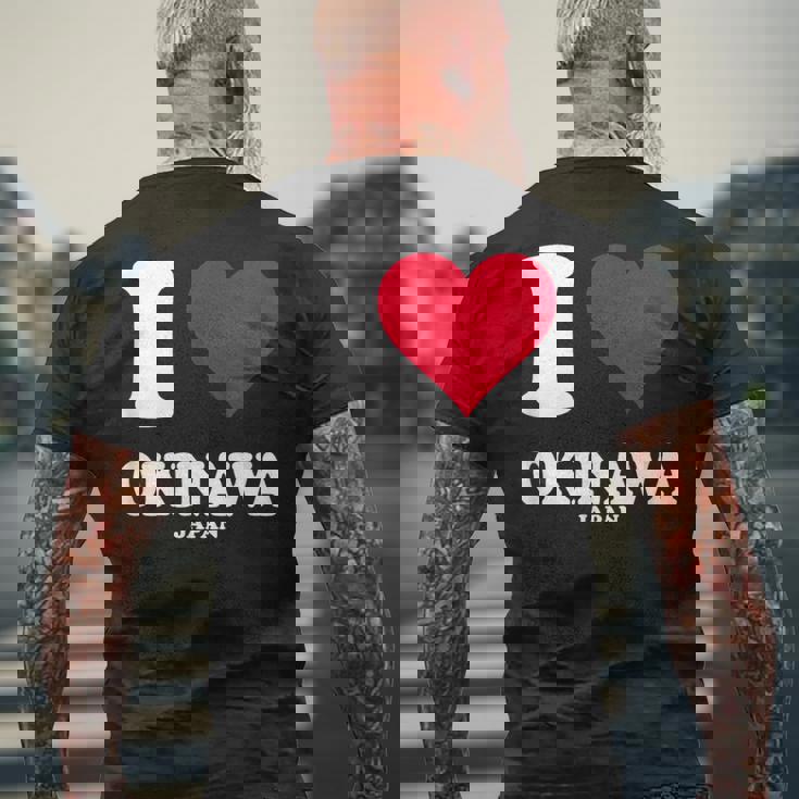 レッドハート I Love 沖縄 メンズTシャツ バックプリント 高齢者への贈り物