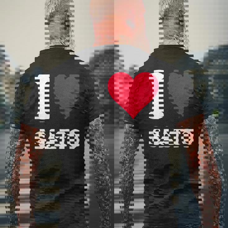 レッドハート I Loveato メンズTシャツ バックプリント 高齢者への贈り物
