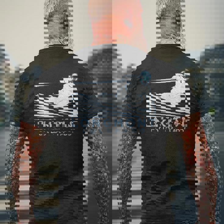 レトロ スキー ロングモント コロラドイラスト ヴィンテージ スノー スキー メンズTシャツ バックプリント 高齢者への贈り物