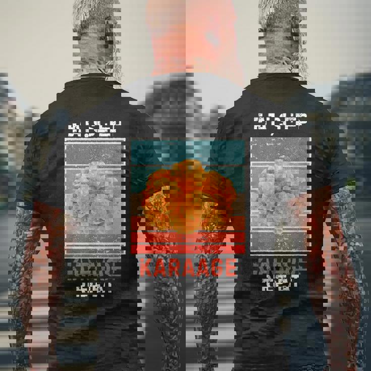 レトロ 食べる 寝る からあげ リピート ヴィンテージ からあげ フード好き メンズTシャツ バックプリント 高齢者への贈り物