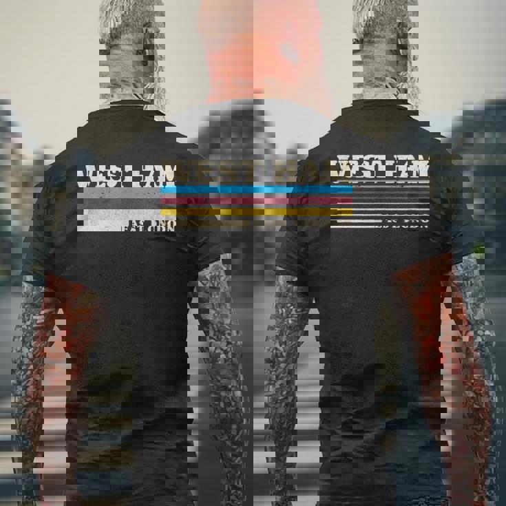 レトロストライプ ウエストハム メンズTシャツ バックプリント 高齢者への贈り物