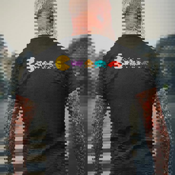 レトロヴィンテージ80年代アーケードゲームインベーダーマッシュアップ メンズTシャツ バックプリント 高齢者への贈り物