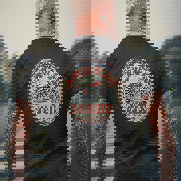 レトロヴィンテージガソリンスタンド アメリカ製 モーターバイクガレージ メンズTシャツ バックプリント 高齢者への贈り物