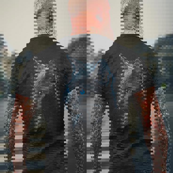 ロシアンブルーキャット メンズTシャツ バックプリント 高齢者への贈り物