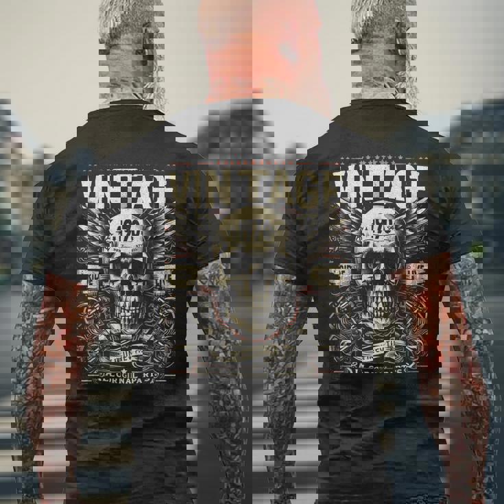 ヴィンテージ 1970 1970年誕生 誕生日 スカル バイカー バイク メンズTシャツ バックプリント 高齢者への贈り物