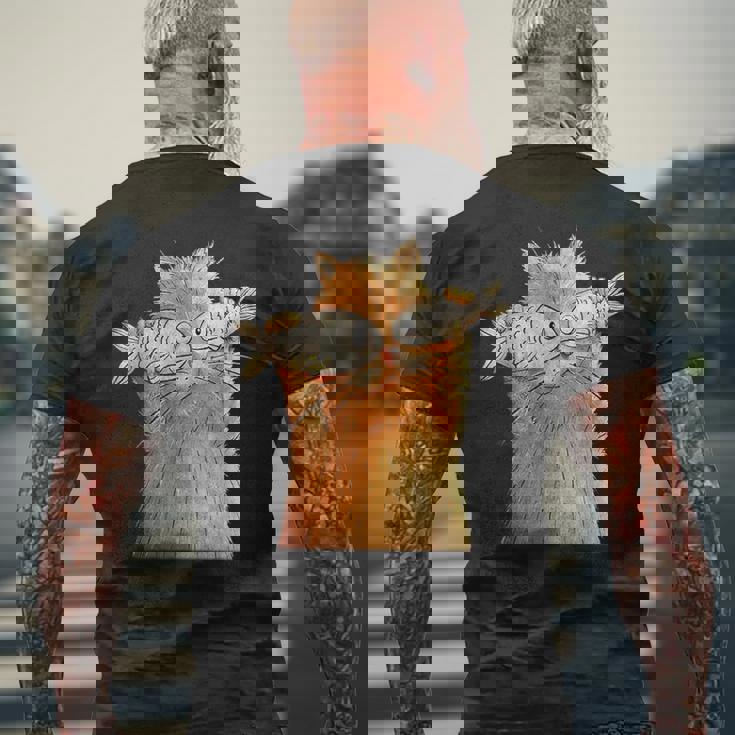 ヴィンテージ かわいい 面白い 猫 2匹の魚が目についた 恋人 気まぐれな メンズTシャツ バックプリント 高齢者への贈り物