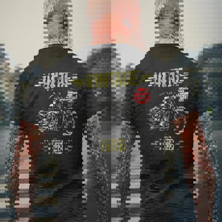 ヴィンテージ クラシック 誕生 1956 70歳の誕生日 レトロ バイク メンズTシャツ バックプリント 高齢者への贈り物