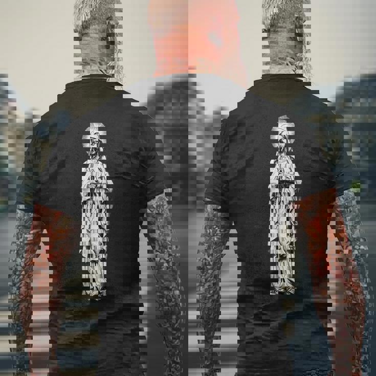 ヴィンテージ クリスチャンタトゥー 聖母マリア メンズTシャツ バックプリント 高齢者への贈り物