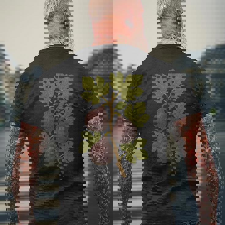 ヴィンテージ ボタニカル イチジク 自然 フルーツ アートプリント メンズTシャツ バックプリント 高齢者への贈り物