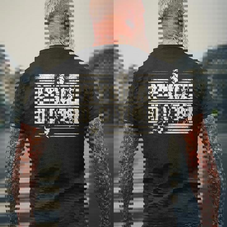 体育の先生 メンズTシャツ バックプリント 高齢者への贈り物