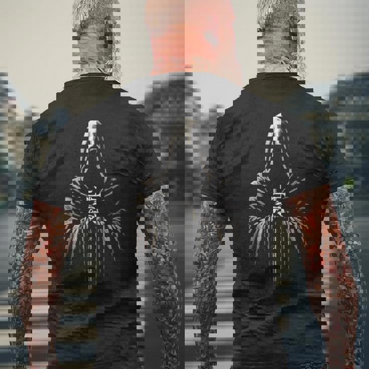 僧侶ゴシック 僧侶のカウル 十字架付き 中世 長袖tシャツ メンズTシャツ バックプリント 高齢者への贈り物