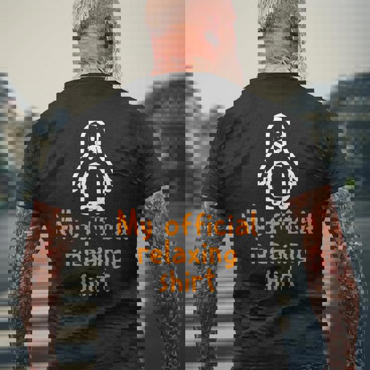 公式ペンギンリラックスタイムジョークミニマル癒し メンズTシャツ バックプリント 高齢者への贈り物