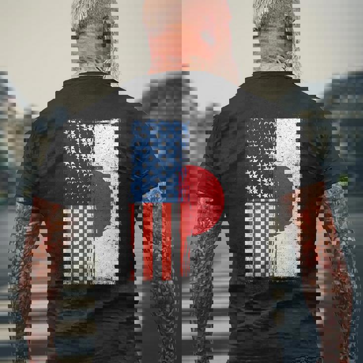 半日半 アメリカ国旗 日米ルーツ メンズTシャツ バックプリント 高齢者への贈り物