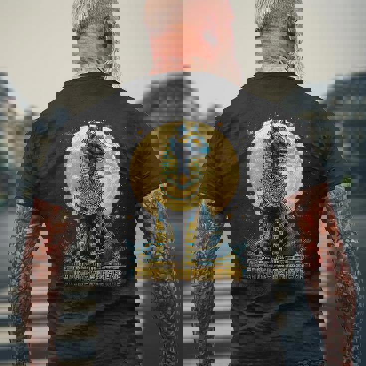 古代エジプト エジプト神 エジプト神話 バステトエジプト学 メンズTシャツ バックプリント 高齢者への贈り物