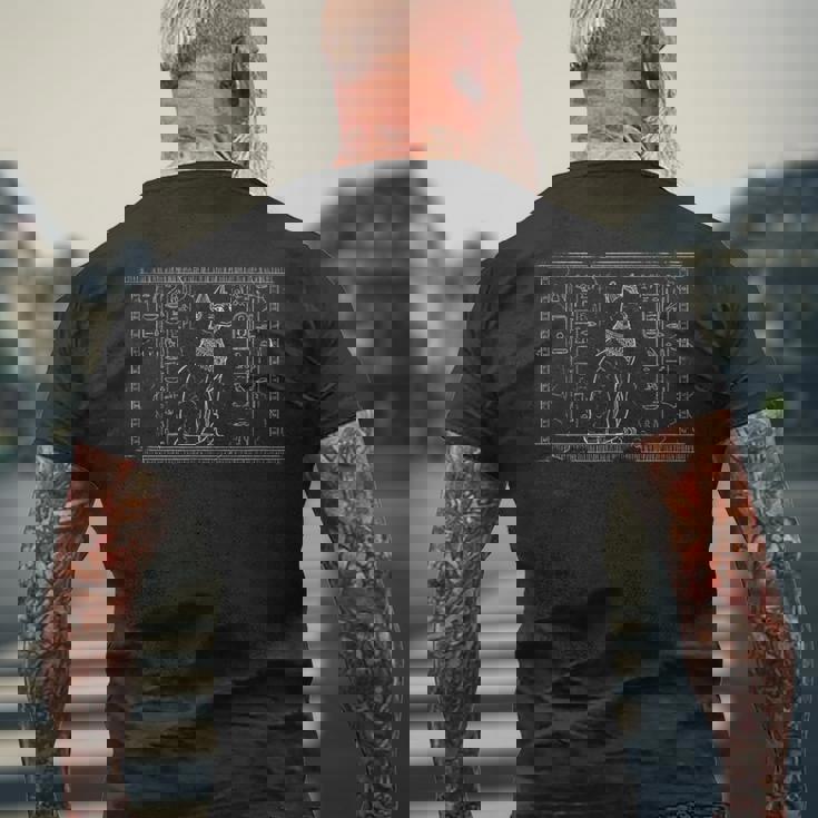 古代エジプト バステト神 バステト 猫 ねこ ネコ エジプト 女神 象形文字 壁 アート メンズ レディース キッズ メンズTシャツ バックプリント 高齢者への贈り物