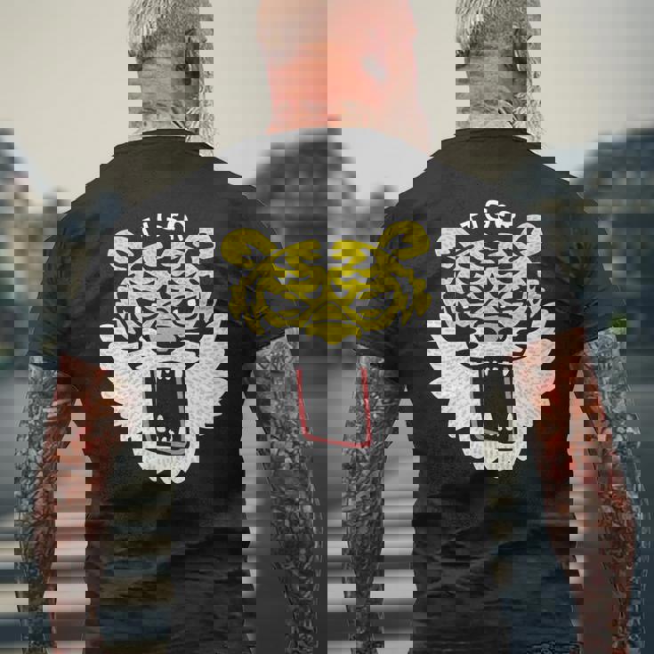 和風タイガーフェイス – ゆるかわ虎デザイン メンズTシャツ バックプリント 高齢者への贈り物