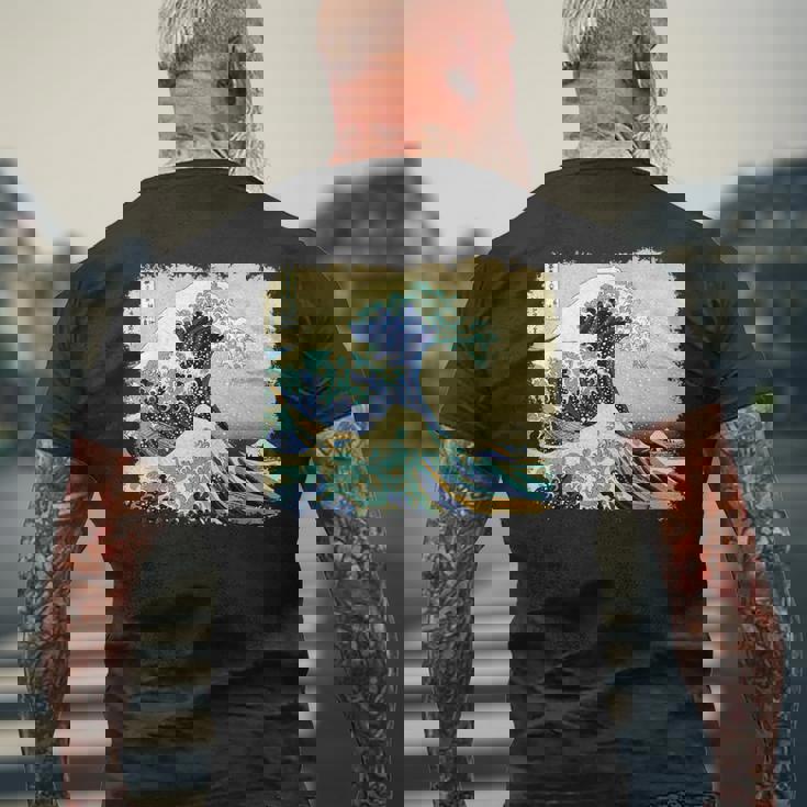 大波 北斎 名画 レトロ メンズTシャツ バックプリント 高齢者への贈り物