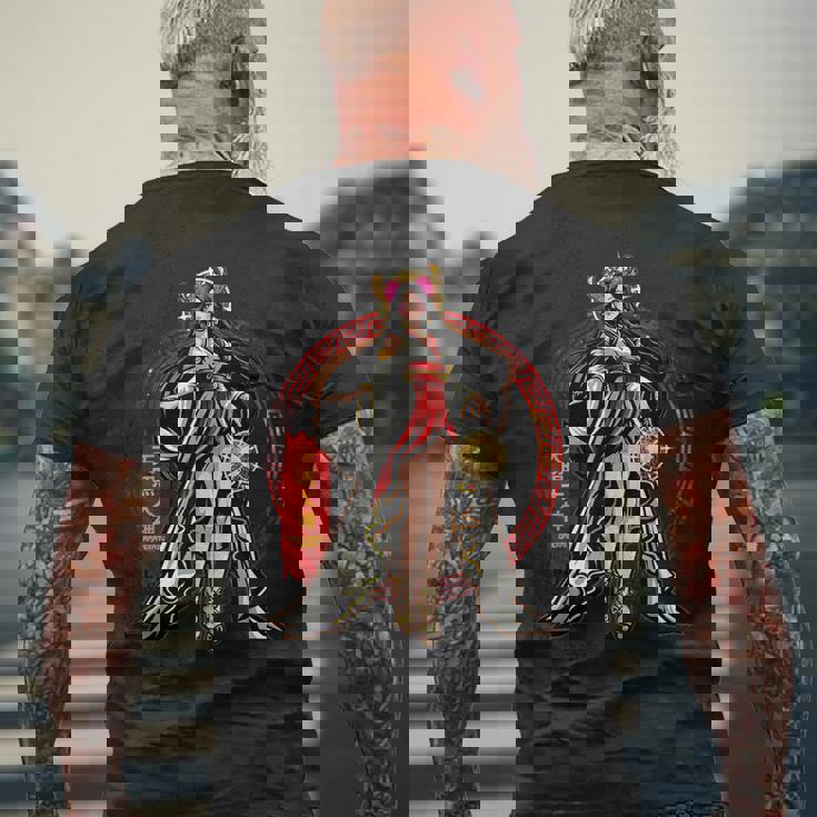 天照大神 太陽 女神 古代日本神話 神 メンズTシャツ バックプリント 高齢者への贈り物