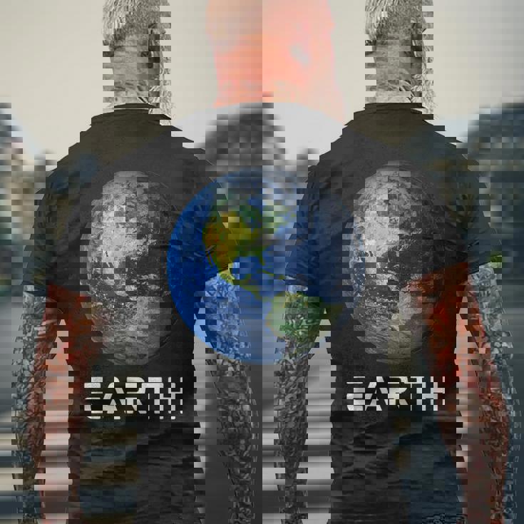 太陽系 第3惑星 地球 宇宙 メンズTシャツ バックプリント 高齢者への贈り物