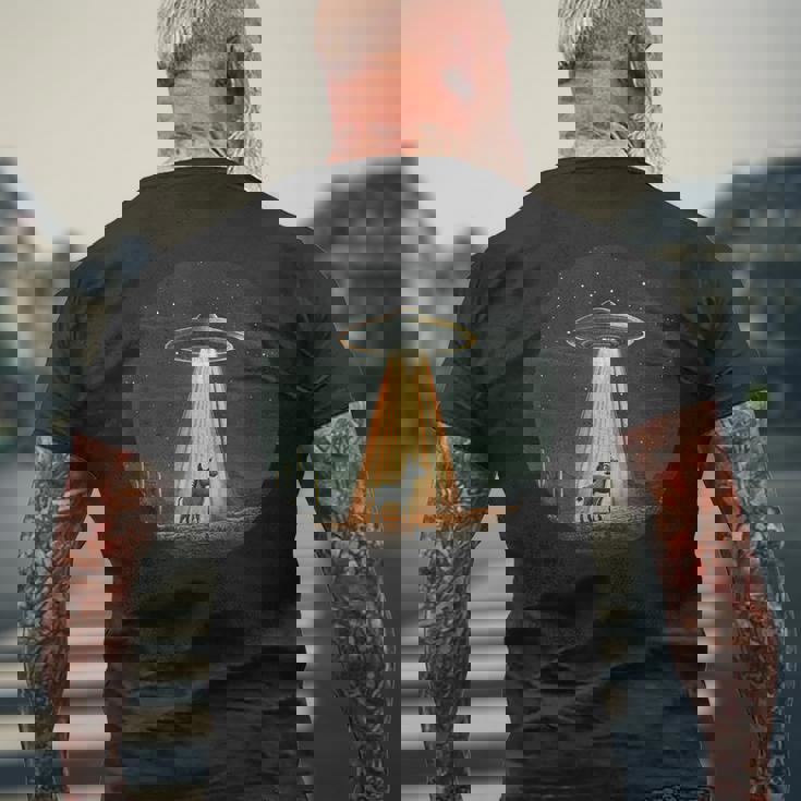 宇宙宇宙人のためにufoに誘拐された宇宙好きのロバ メンズTシャツ バックプリント 高齢者への贈り物