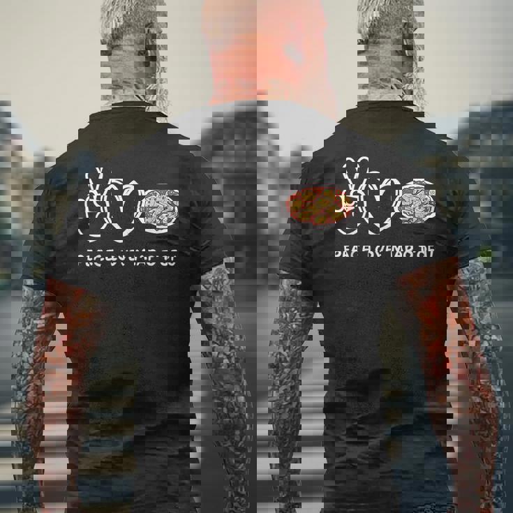 平和 愛 麻婆豆腐 レトロ 麻婆豆腐好き 食べ物好き メンズTシャツ バックプリント 高齢者への贈り物