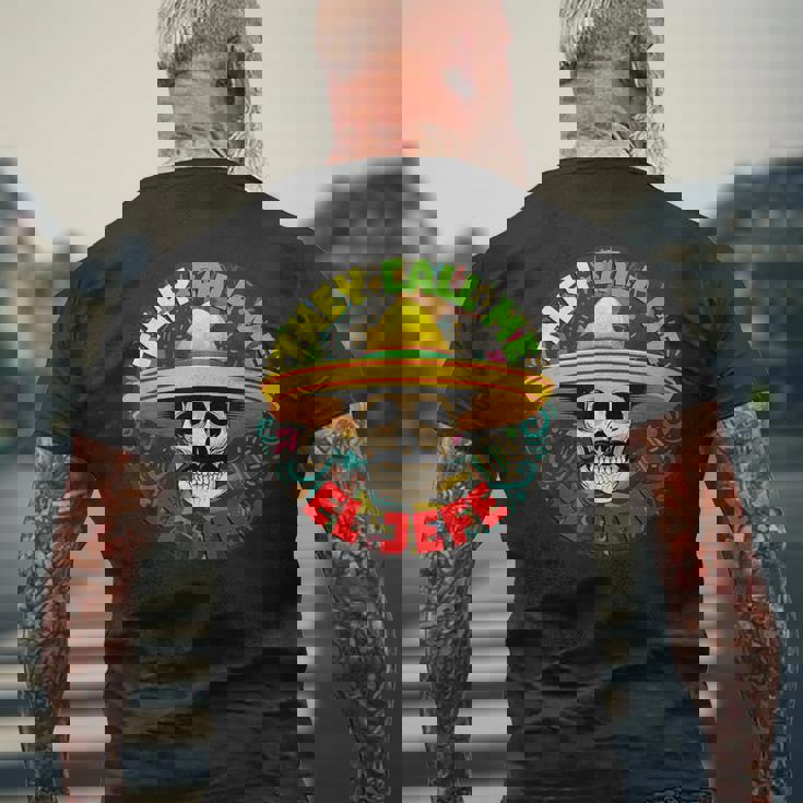 彼らは私をエルジェフェファニースケルトンメキシカンカラベラと呼んでいます メンズTシャツ バックプリント 高齢者への贈り物