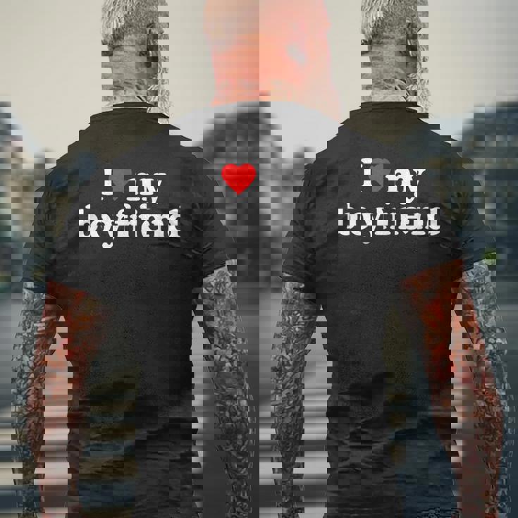 彼氏を愛してる I Love My Boyfriend メンズTシャツ バックプリント 高齢者への贈り物