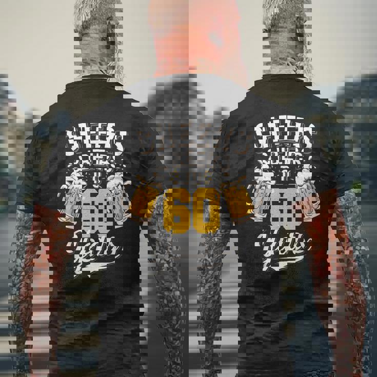 応援&ビール 60歳 還暦 ビール飲み会 メンズTシャツ バックプリント 高齢者への贈り物