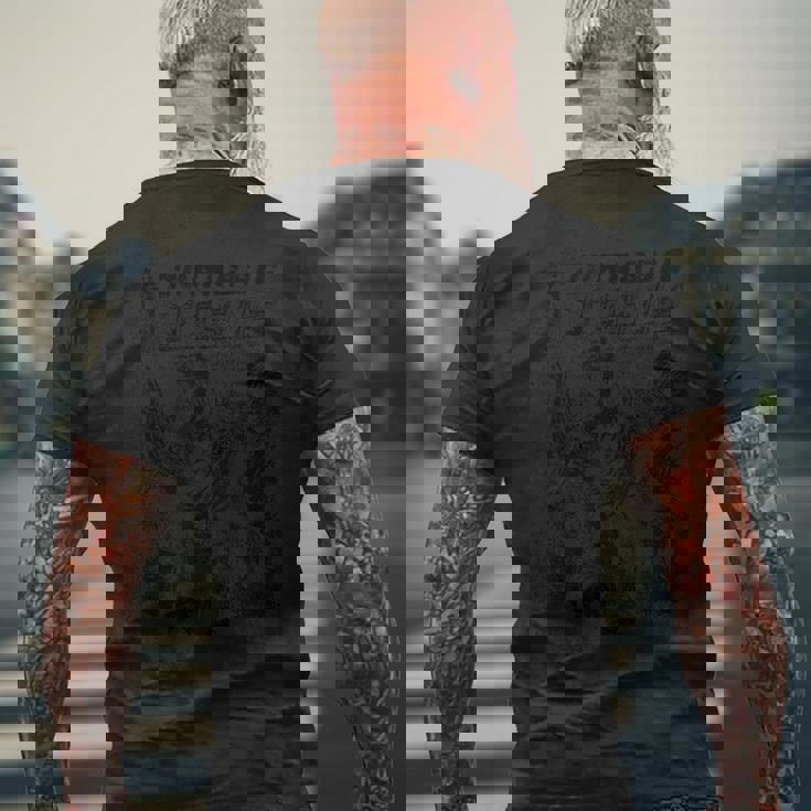 恐竜に乗る楽しいイエス メンズTシャツ バックプリント 高齢者への贈り物