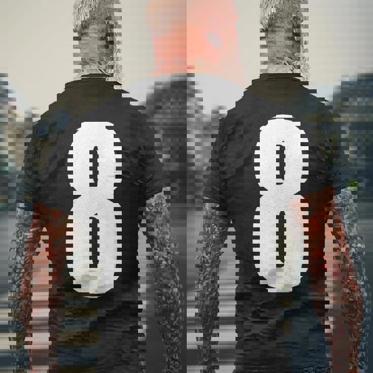 数字 8 数字 8 プレーン 白 数字 メンズTシャツ バックプリント 高齢者への贈り物