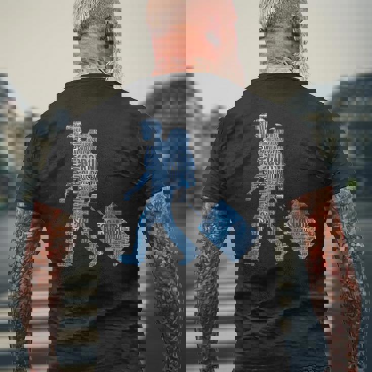 旅への冒険心を抱くシルエットデザイン 世界を巡る旅人たち メンズTシャツ バックプリント 高齢者への贈り物