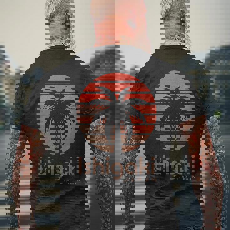 日本 石垣 メンズTシャツ バックプリント 高齢者への贈り物