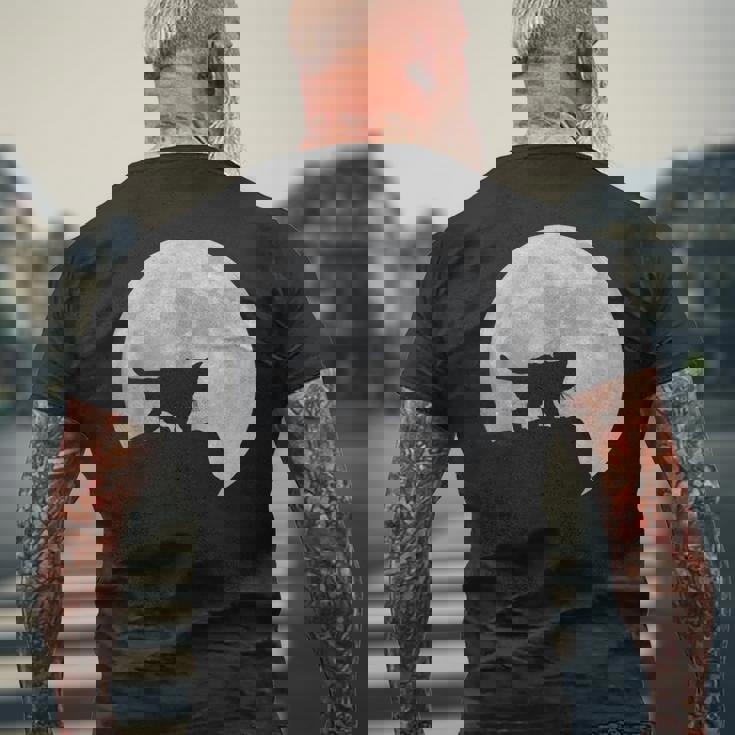 月と猫のシルエット ソマリ猫 メンズTシャツ バックプリント 高齢者への贈り物