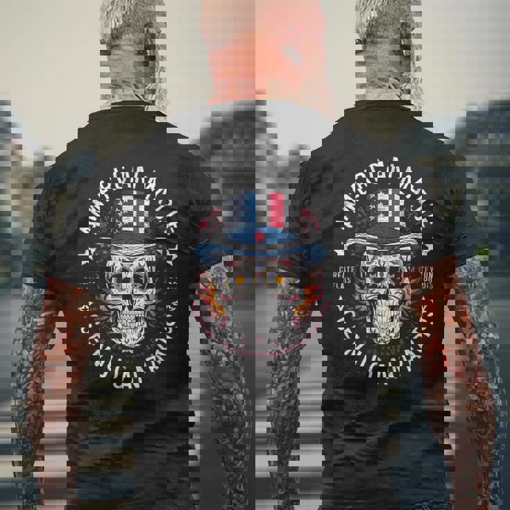 本物のメキシカンパーツを使用したアメリカ製スカル。 メンズTシャツ バックプリント 高齢者への贈り物