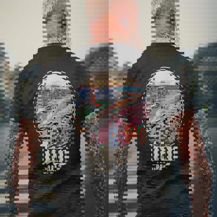 東京 日本 新幹線 さくら 富士山 漢字 お土産 メンズTシャツ バックプリント 高齢者への贈り物