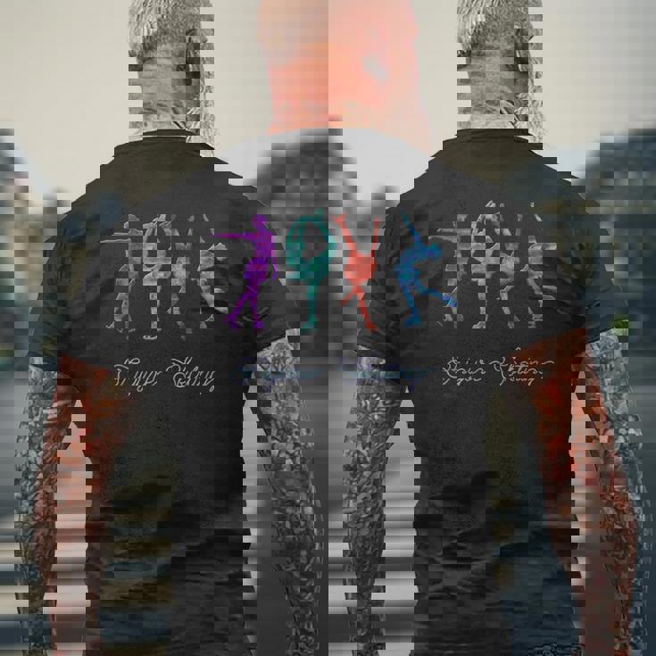 水彩 フィギュアスケート スパイラル レイバック ビールマン メンズTシャツ バックプリント 高齢者への贈り物